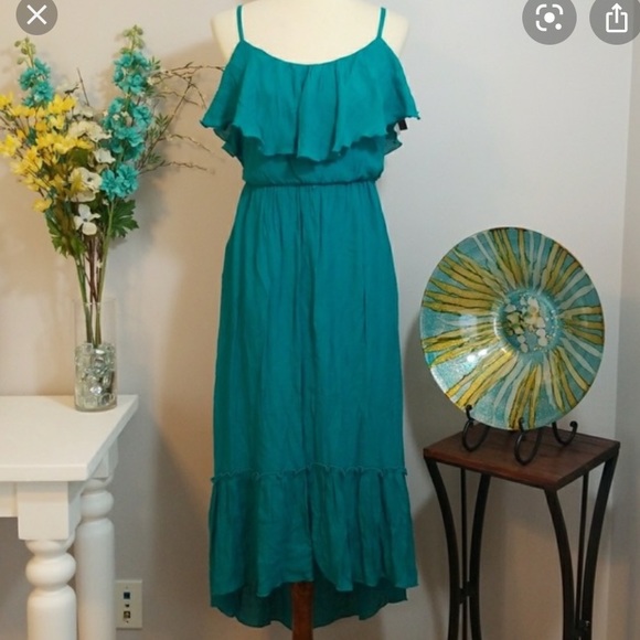 iZ Byer Hi-Low Lagoon Ruffle Adjustable StrapDress - Picture 1 of 12